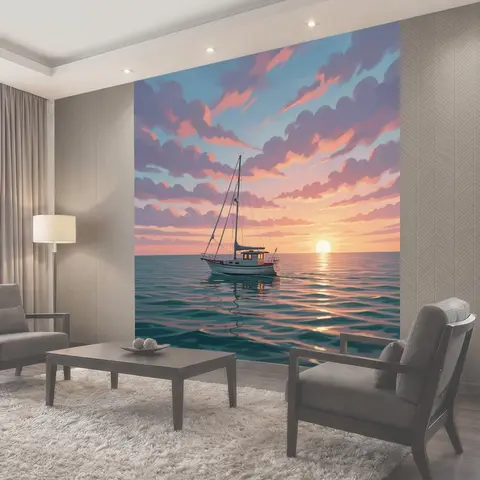 Фотообои Парусник на морском закате
