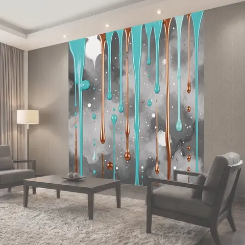 Фотообои Бирюзовые и медные потёки