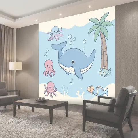 Фотообои Дружелюбный кит и морские друзья