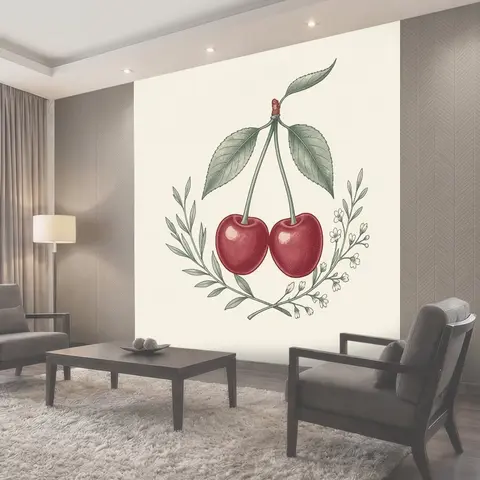 Фотообои Вишнёвая ветвь с цветами