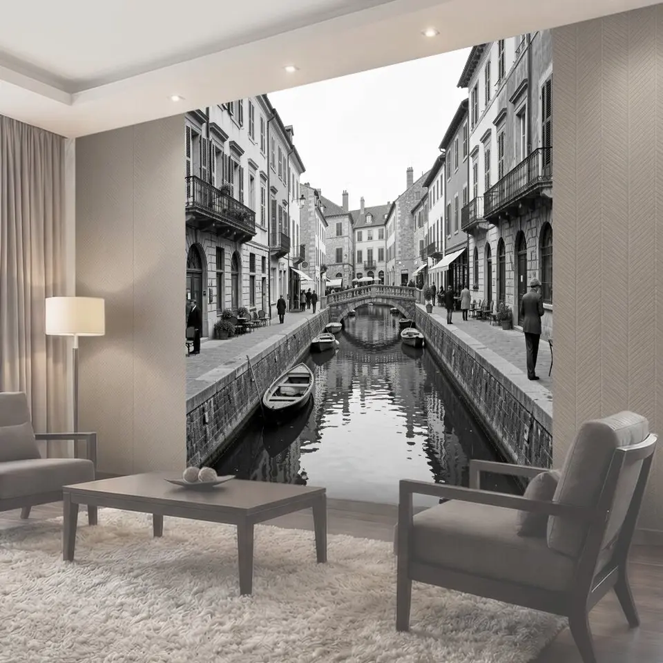 Фотообои Европейский канал с мостом