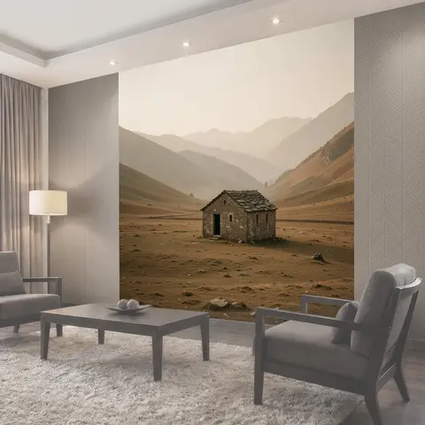 Фотообои Каменный домик в горах