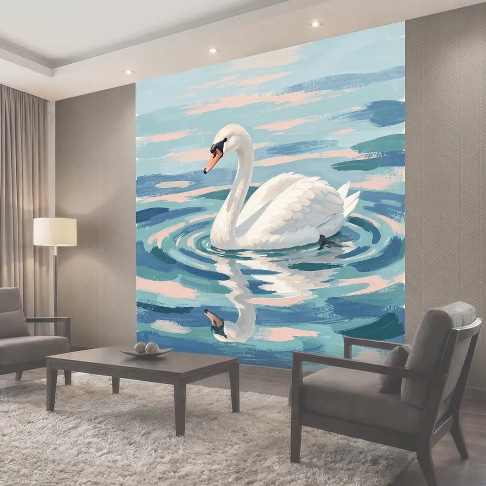 Фотообои Лебедь на бирюзовой воде