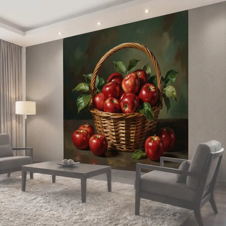 Фотообои Корзина с красными яблоками