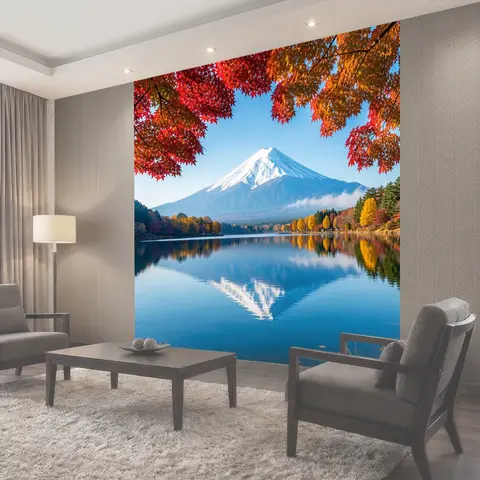 Фотообои Осенний вулкан и озеро