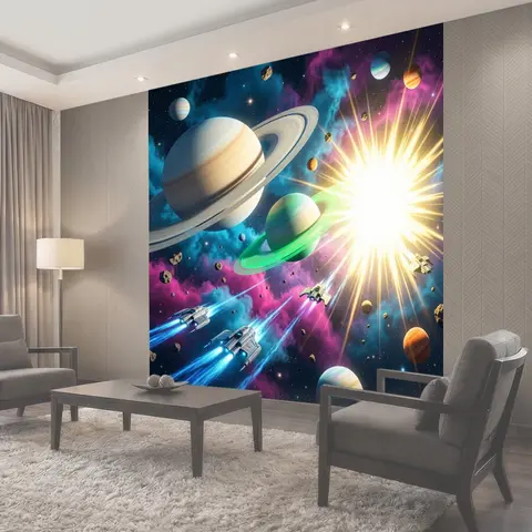Фотообои Космическая битва среди планет