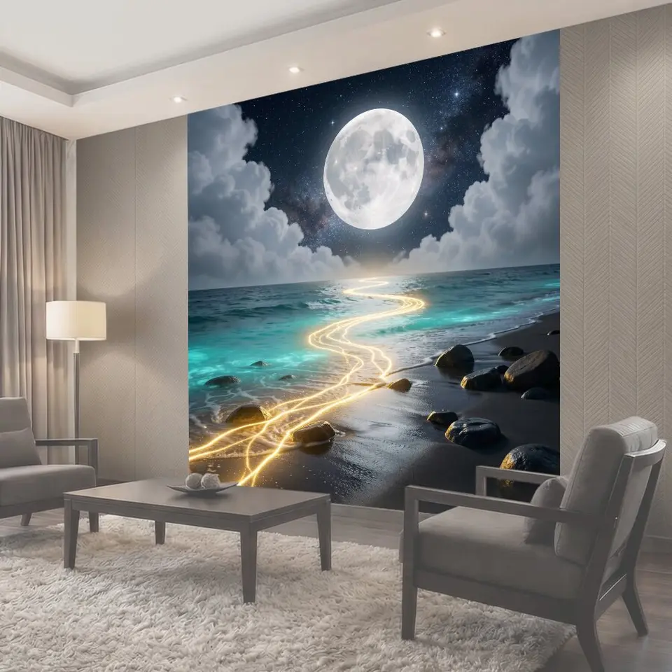 Фотообои Лунная ночь над океаном