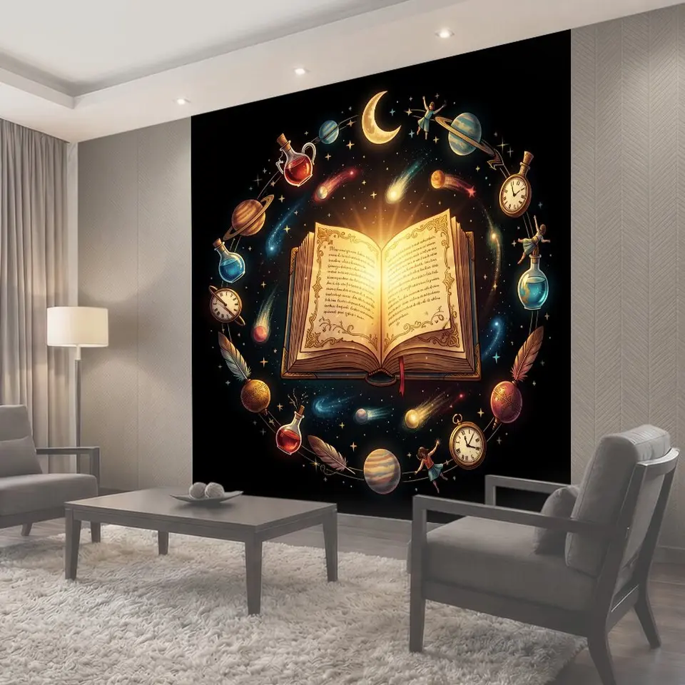 Фотообои Волшебная книга и космос