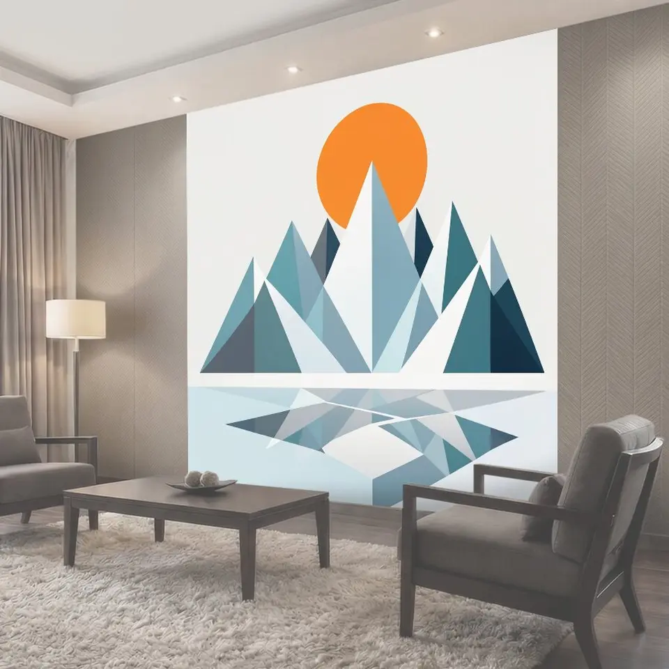 Фотообои Геометрические горы и солнце