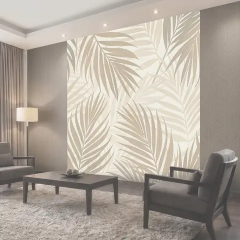 Фотообои Тропические листья на светлом фоне
