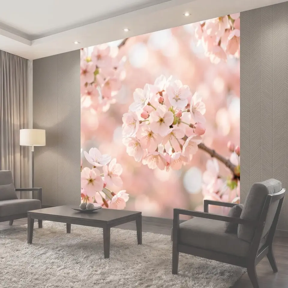 Фотообои Нежные розовые цветы сакуры