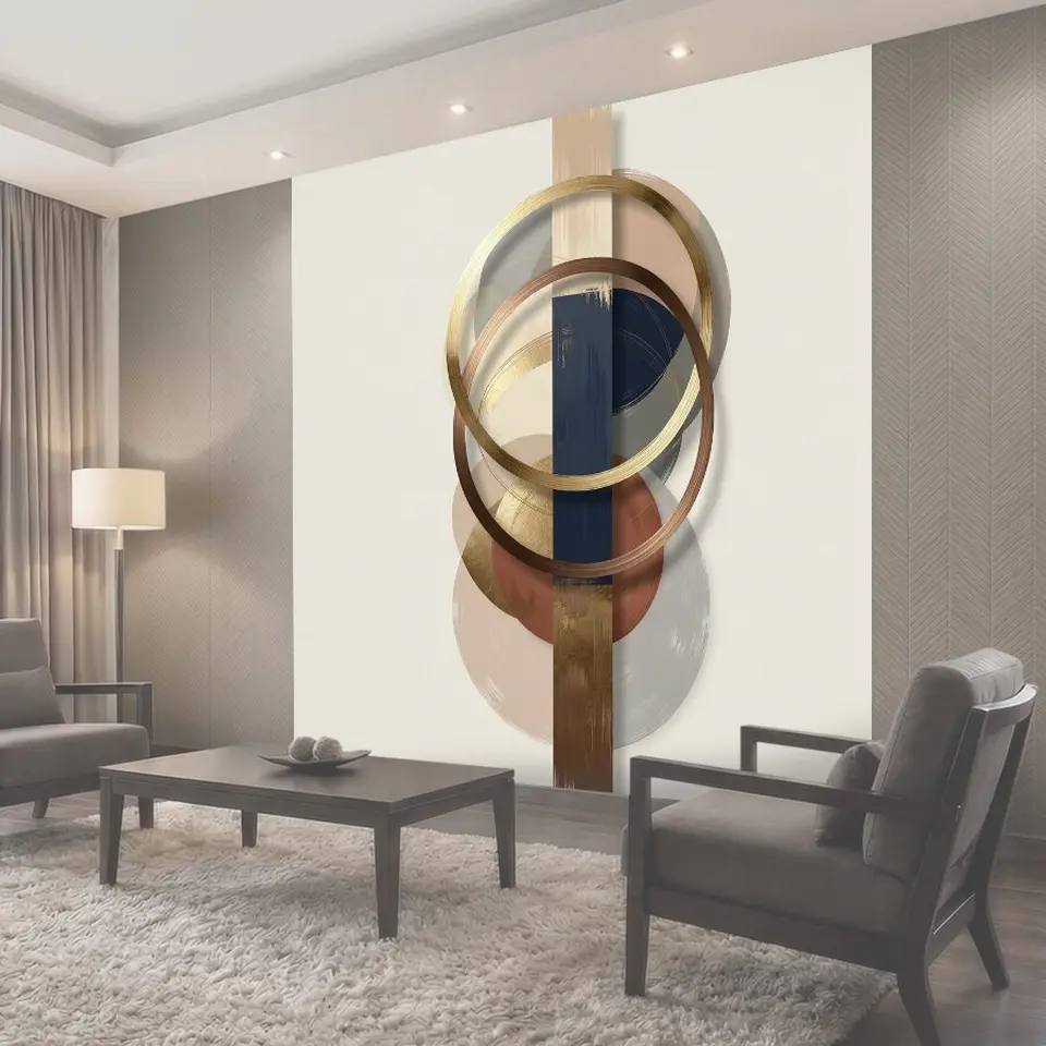 Фотообои Абстрактная геометрия с золотыми кругами