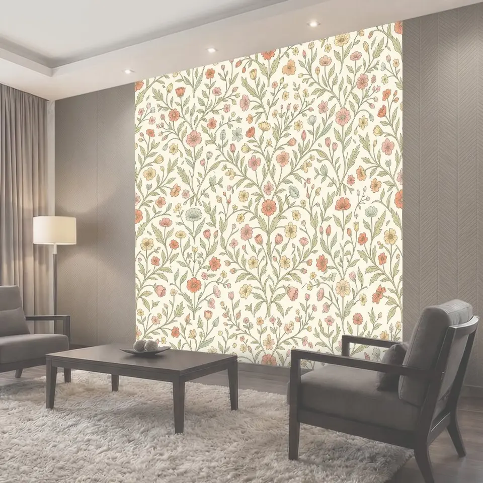 Фотообои Нежный цветочный узор ботаника