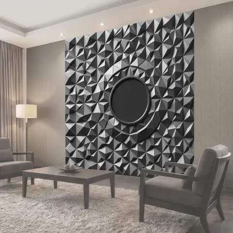 Фотообои 3D геометрический рельеф с кругом
