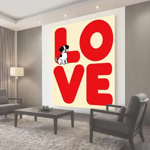 Фотообои Щенок на фоне слова LOVE