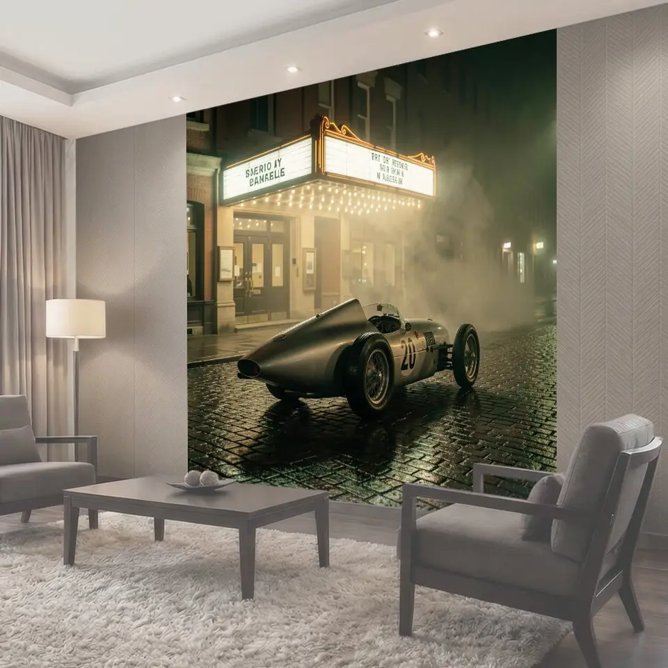 Фотообои Ретро гоночный автомобиль у театра
