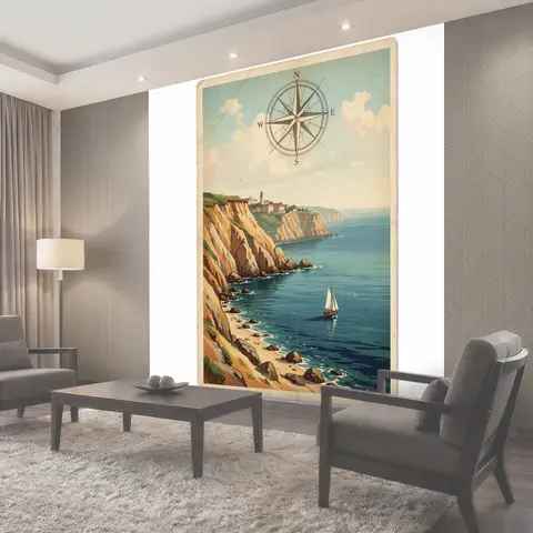 Фотообои Морской утёс с компасом