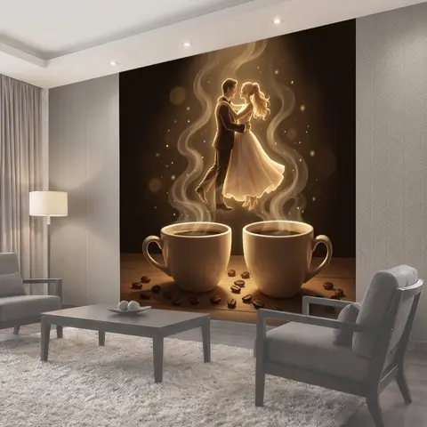 Фотообои Романтический танец над чашками