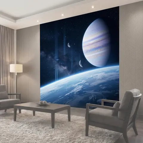 Фотообои Космическая планета и звездное небо