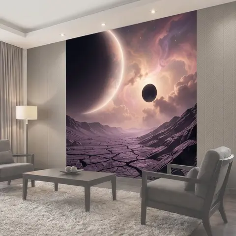 Фотообои Фантастический космический пейзаж с планетами