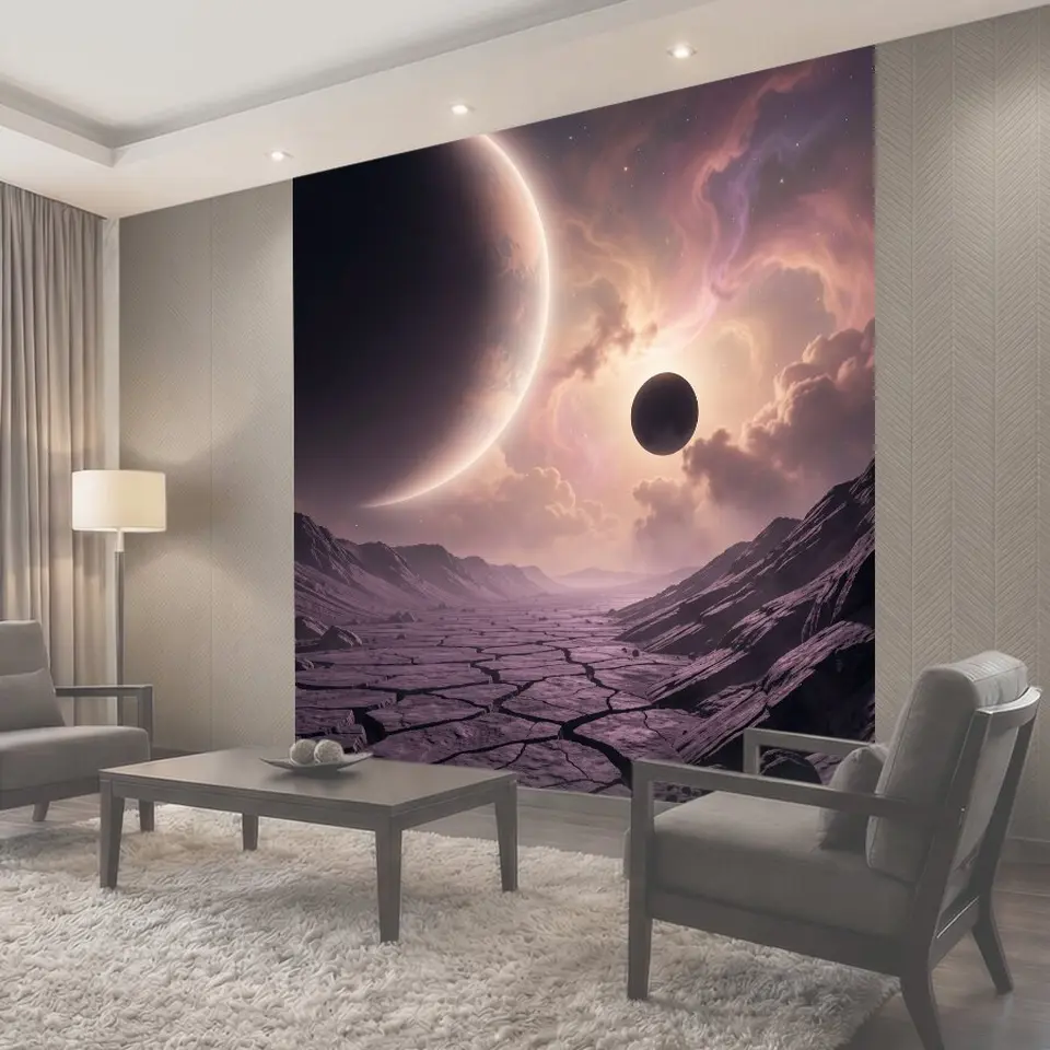 Фотообои Фантастический космический пейзаж с планетами