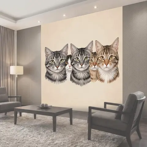 Фотообои Лица котиков в полосках