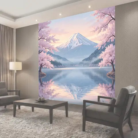 Фотообои Фудзияма среди цветущих сакур