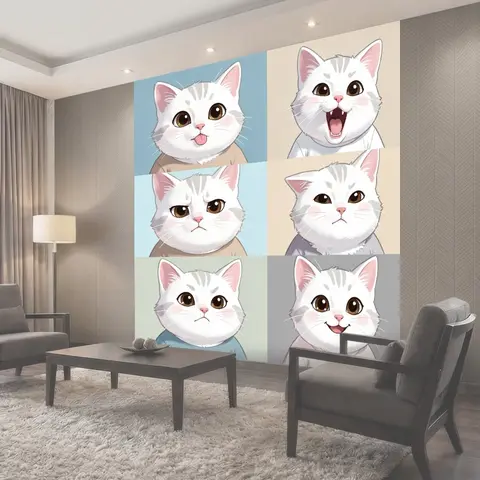 Фотообои Шесть мимических котиков