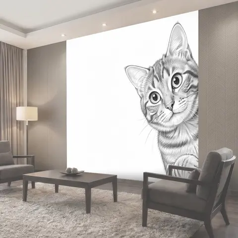 Фотообои Полосатый котенок карандашом