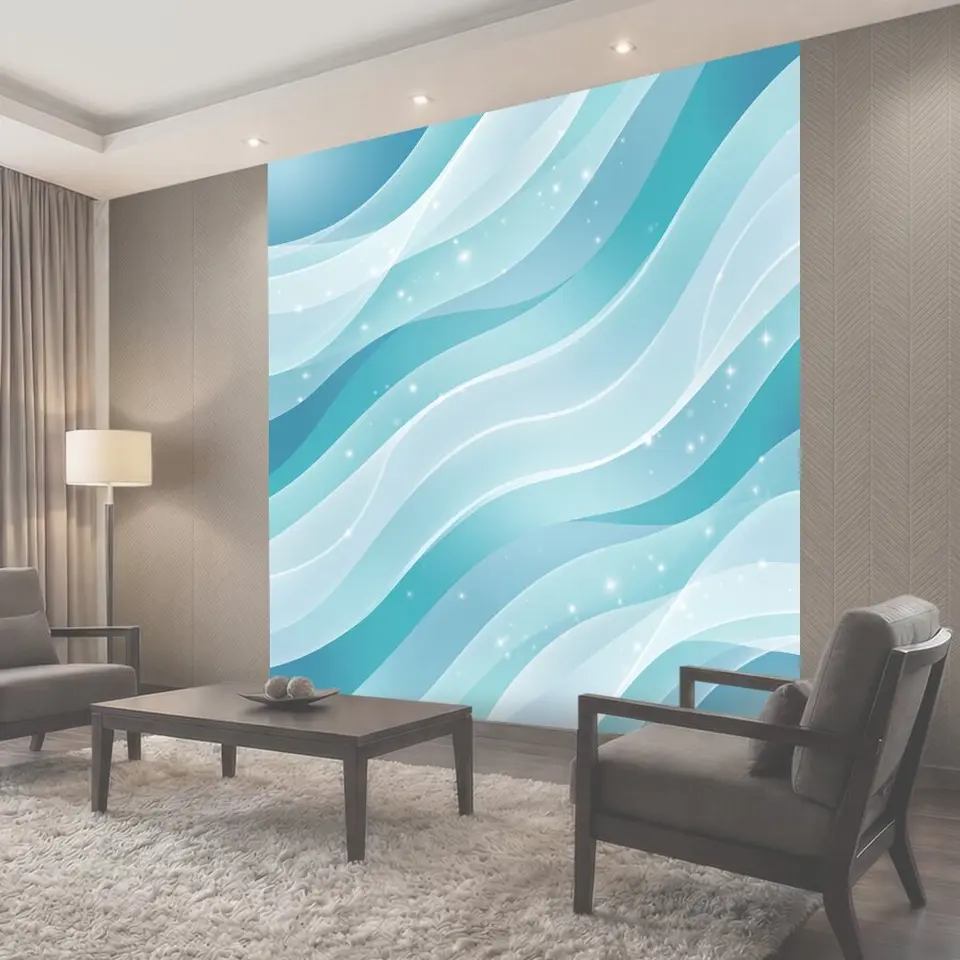 Фотообои Бирюзовые волны со сиянием