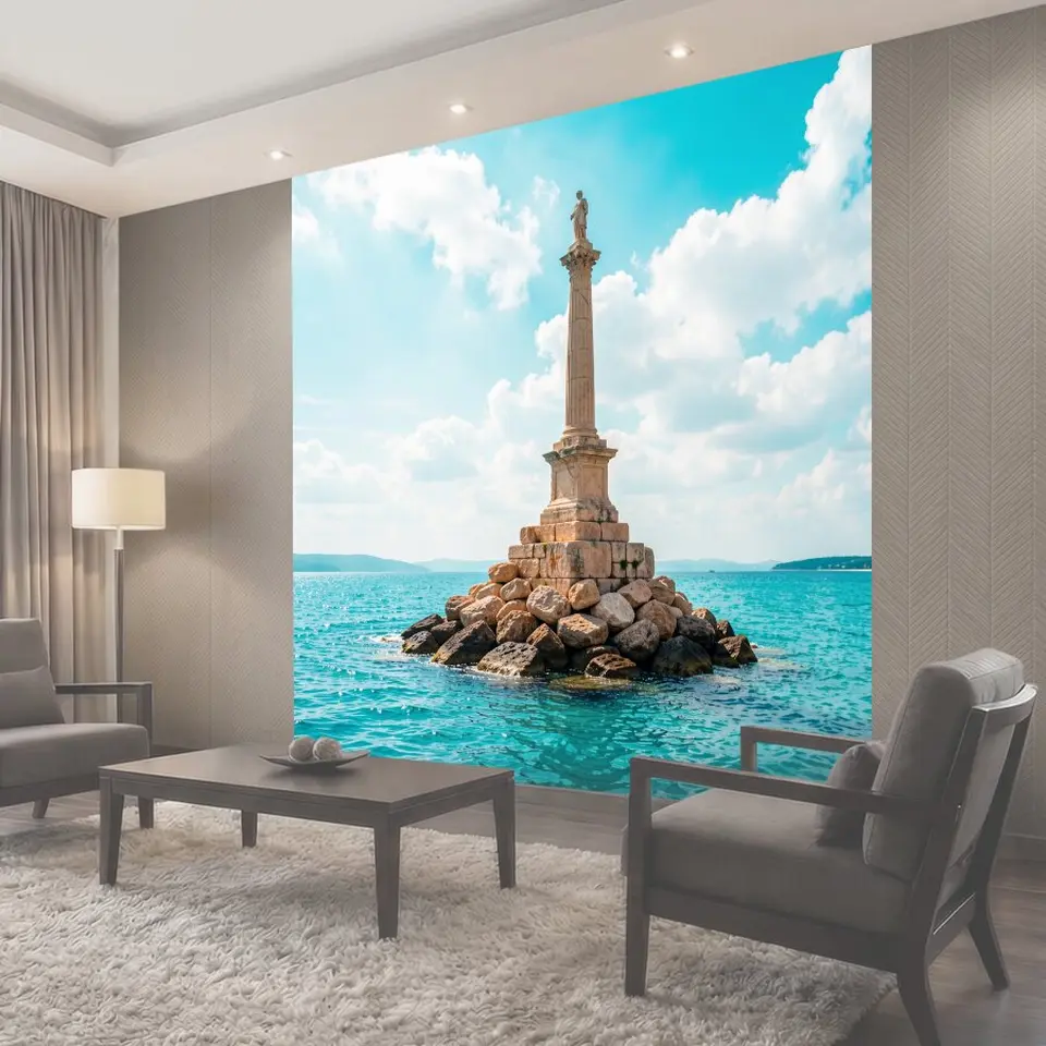Фотообои Статуя на морских скалах