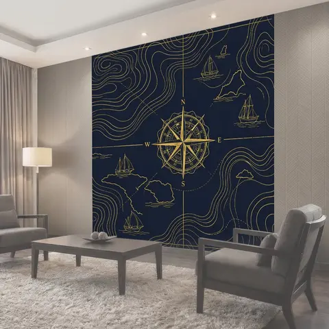 Фотообои Компас и морские карты линий