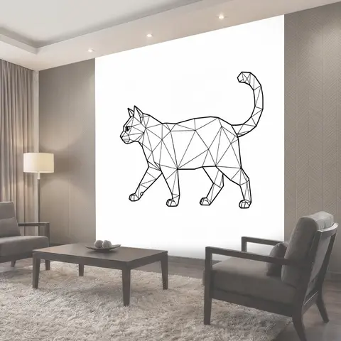 Фотообои Геометрический кот на белом фоне