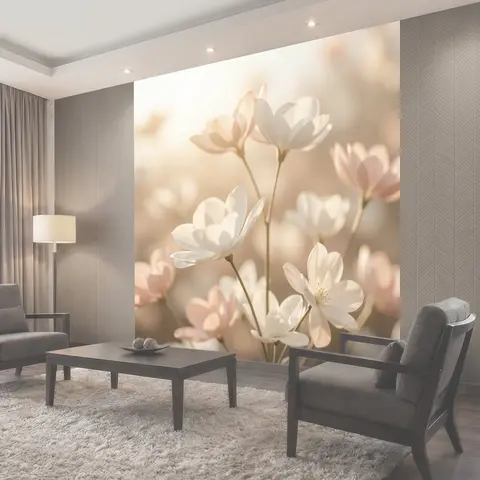 Фотообои Нежные бело-розовые цветы
