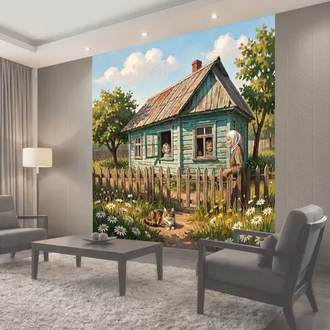 Фотообои Деревенский дом с садом