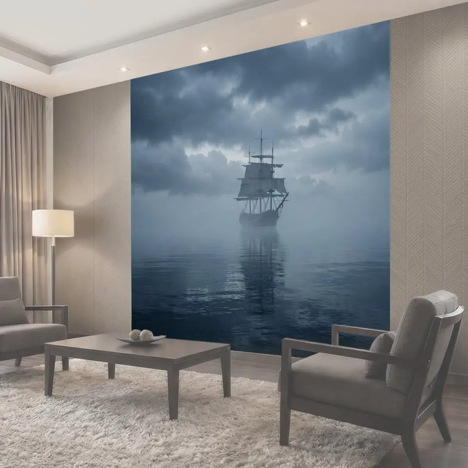 Фотообои Парусник в туманном море