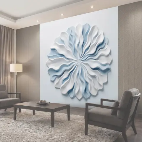 Фотообои 3D цветок в голубых тонах