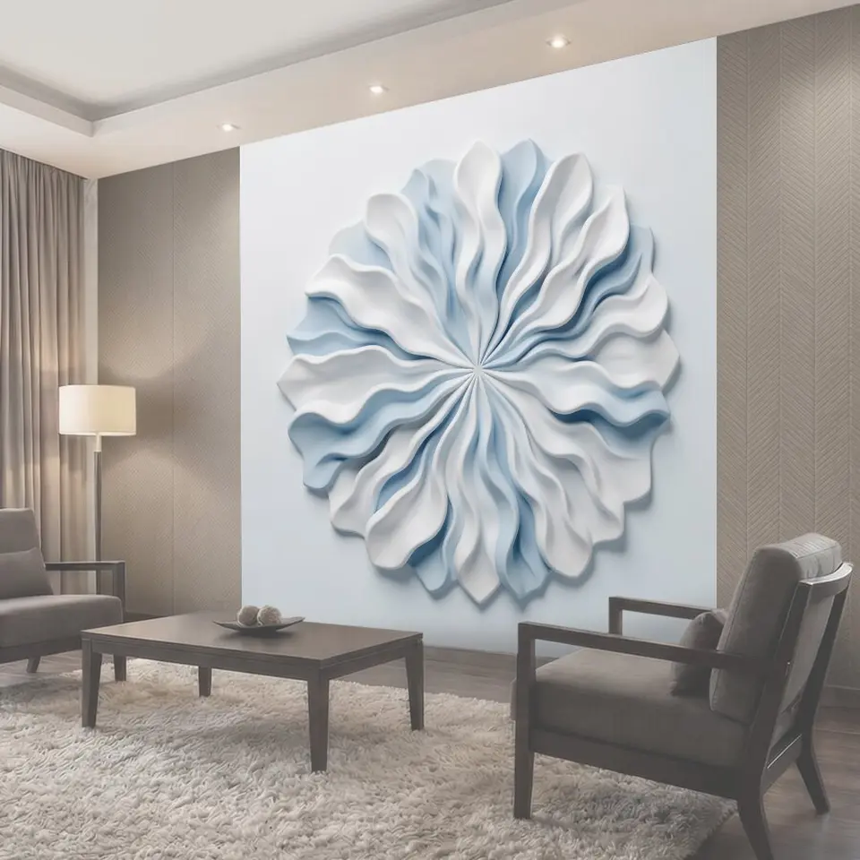 Фотообои 3D цветок в голубых тонах