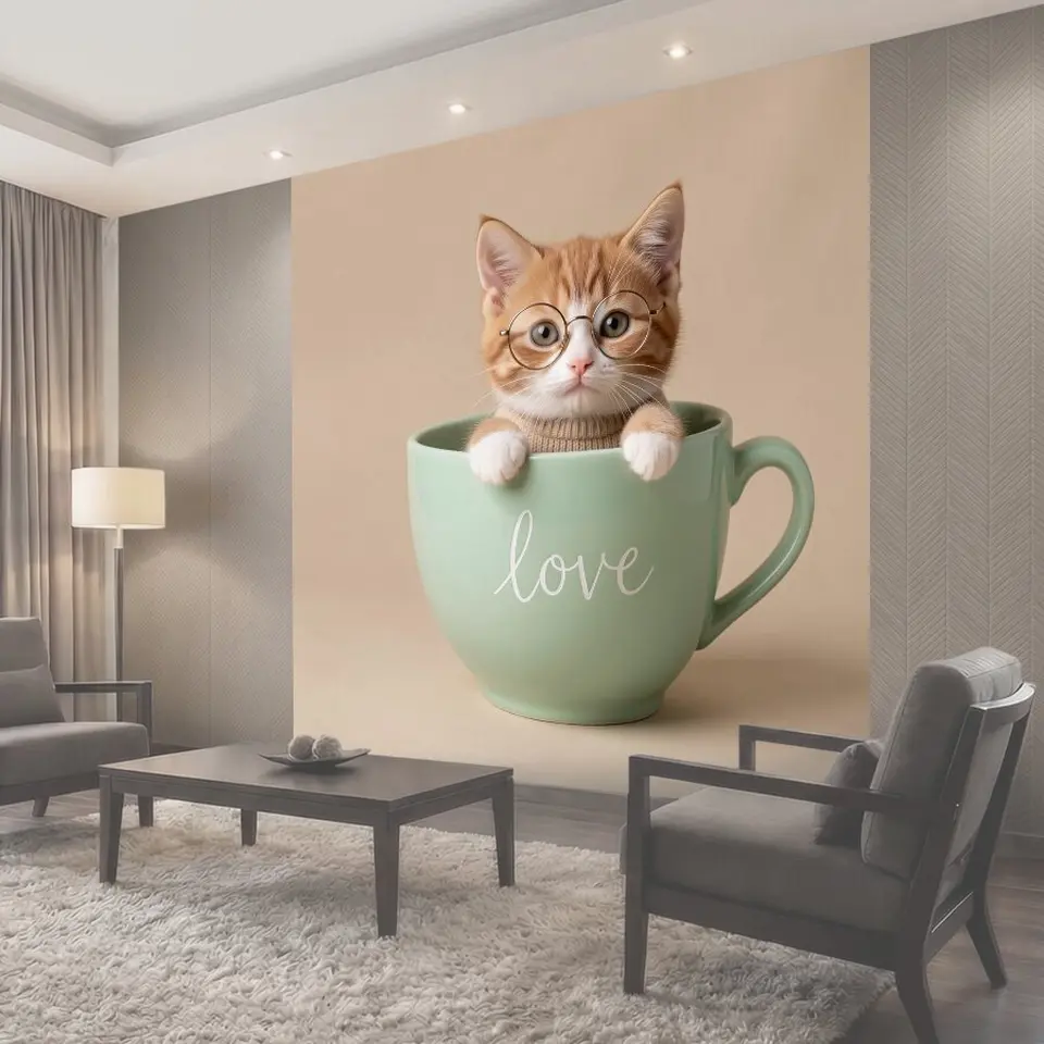 Фотообои Рыжий кот в кружке