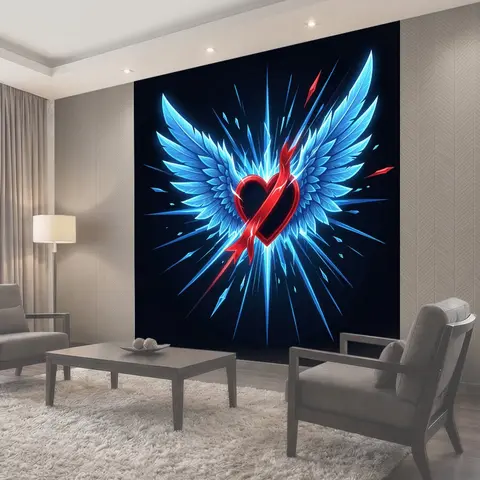 Фотообои Сердце с крыльями и молниями