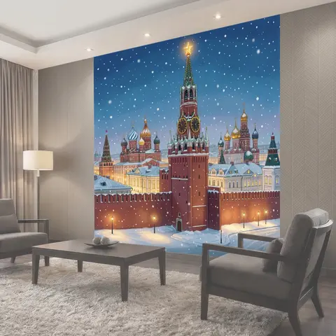 Фотообои Зимняя Москва с кремлёвскими башнями