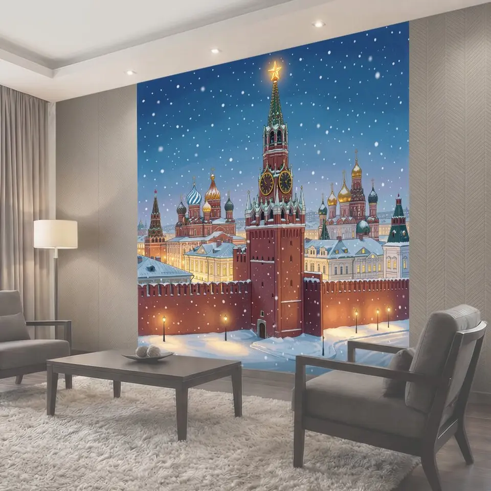 Фотообои Зимняя Москва с кремлёвскими башнями