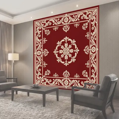 Фотообои Бордовый барочный орнамент