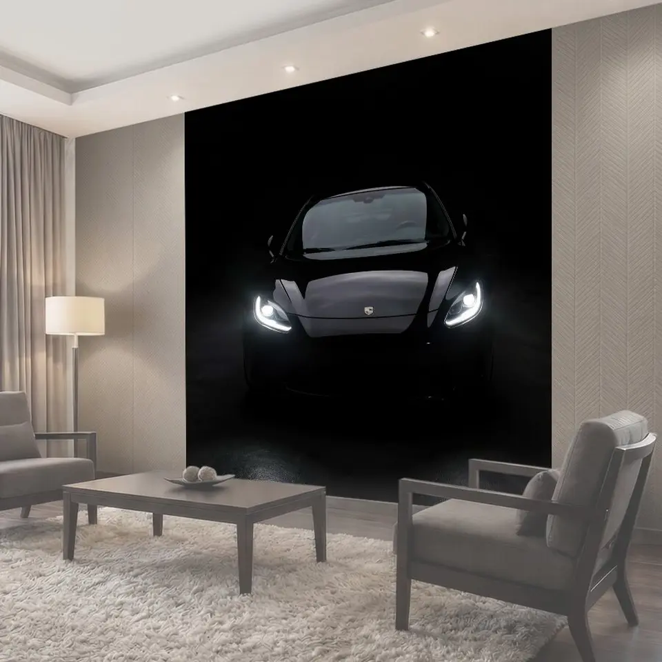 Фотообои Черный спортивный автомобиль спереди
