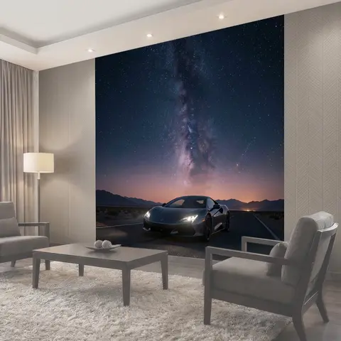 Фотообои Спортивное авто под звездным небом