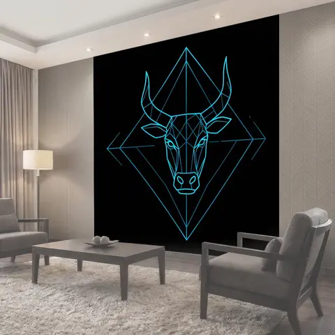 Фотообои Неоновый бык в ромбе