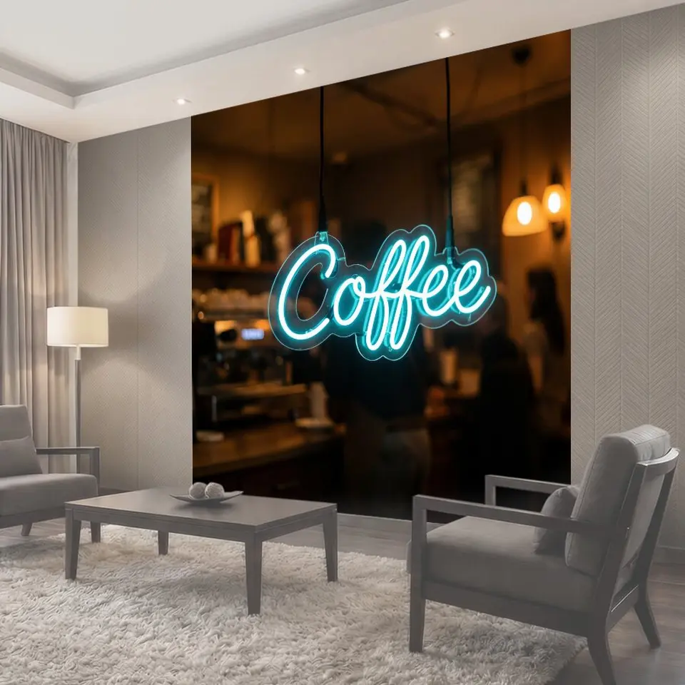 Фотообои Неоновая вывеска Coffee в кафе