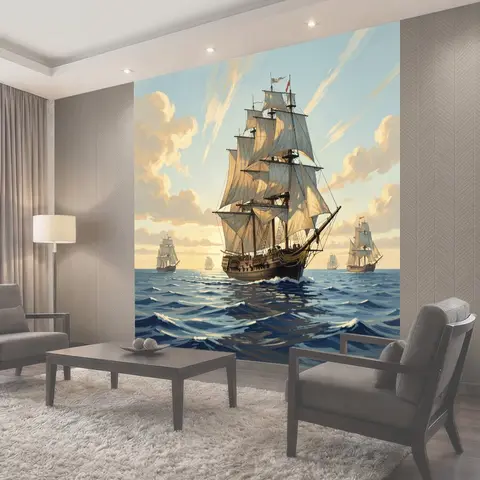 Фотообои Парусные корабли в море