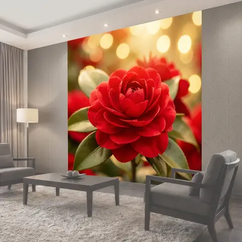 Фотообои Красная роза на размытом фоне