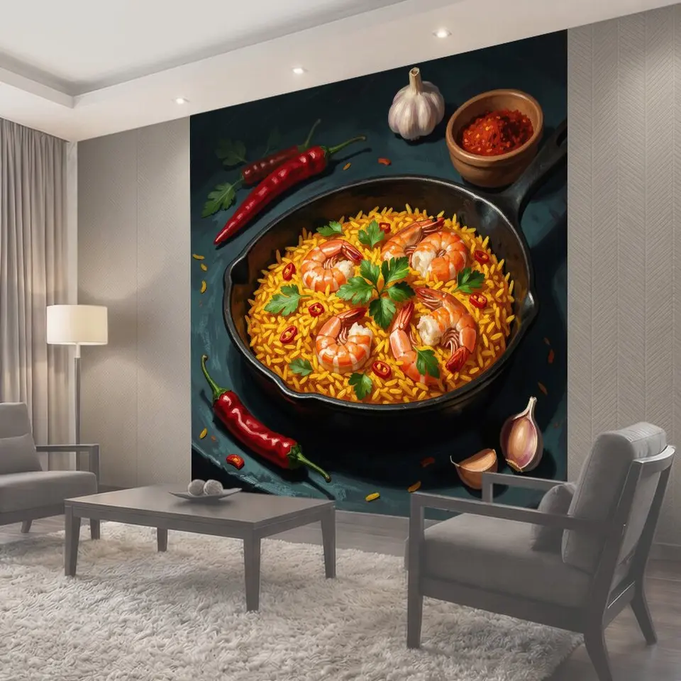 Фотообои Креветки с рисом и перцем